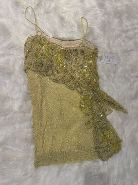 Beaded Yellow Evening Slip Dress